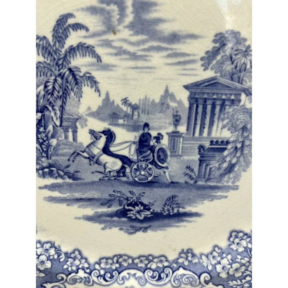 J & MP Bell & Co Glasgow Triumphal Car Blue Transferware 10.25